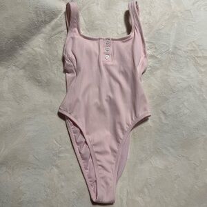 Stoney Clover Lane x Target Pink Ribbed Cheeky High Leg One Piece Swimsuit